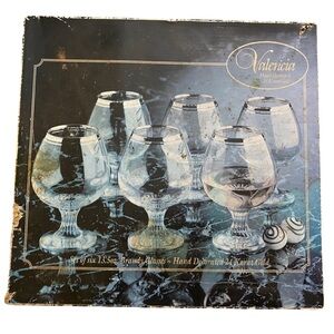 VTG Valencia Hand Decorated Brandy Glasses Set of 6, 13.5 oz, 24K Gold Rim NEW